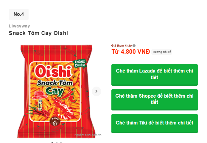 So sánh các loại bim bim của các thương hiệu khác nhau